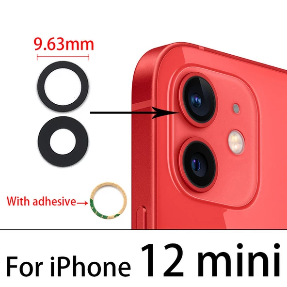 Tkgz İPhone 12 MİNİ Arka Kamera Camı Lens Yapışkanlı