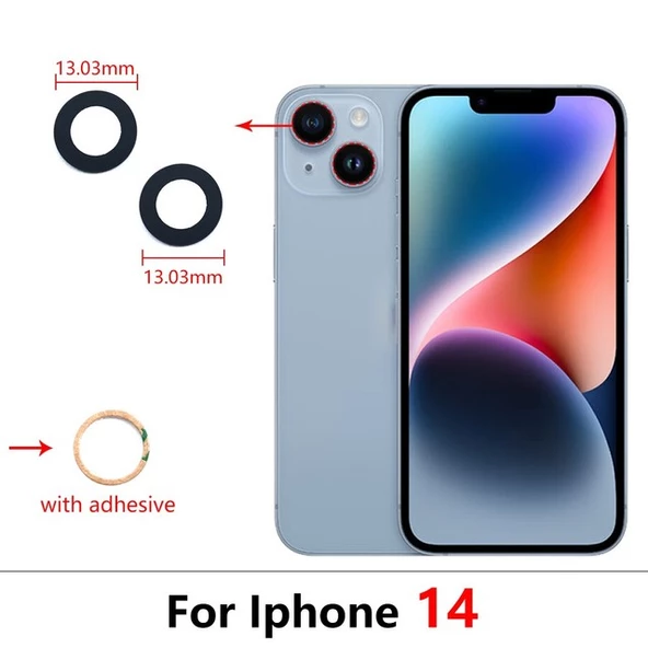 Tkgz İPhone 14 2Lİ Arka Kamera Camı Lens Yapışkanlı