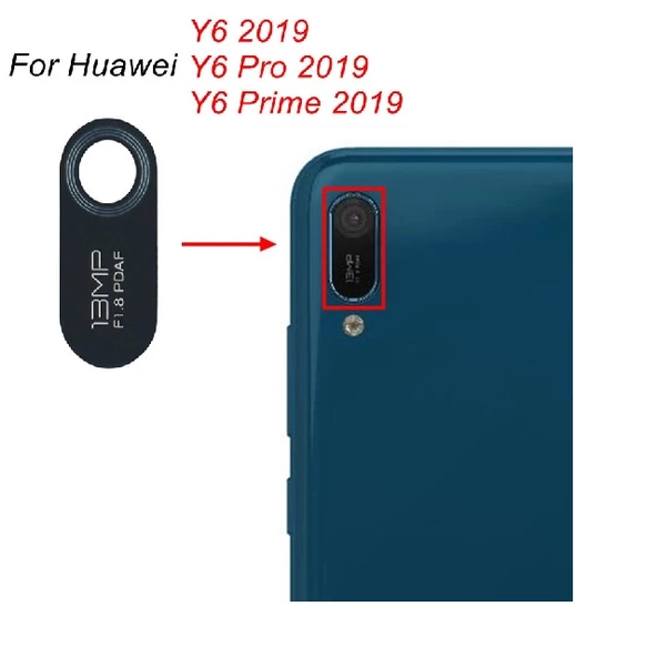 Huawei Uyumlu Y6 2019 Arka Kamera Camı Lens Yapışkanlı