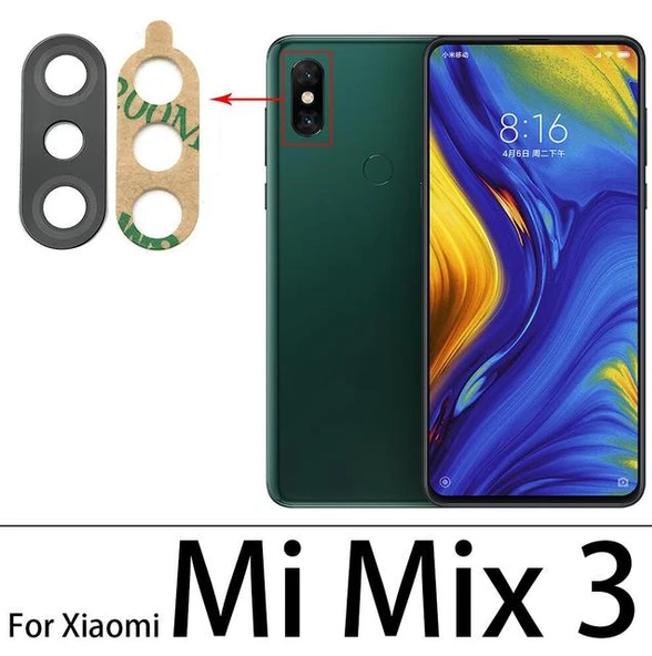 Tkgz Xiaomi Mİ MİX 3 Arka Kamera Camı Lens Yapışkanlı