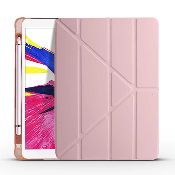 Apple iPad Pro 10.5 (7.Nesil) Kılıf Zore Tri Folding Kalem Bölmeli Standlı Kılıf - 6