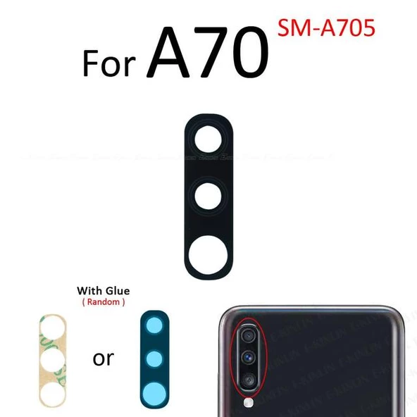 Tkgz Samsung Galaxy A70 Arka Kamera Camı Lens Yapışkanlı
