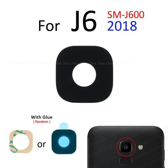 Tkgz Samsung Galaxy J6 J600 Arka Kamera Camı Lens Yapışkanlı