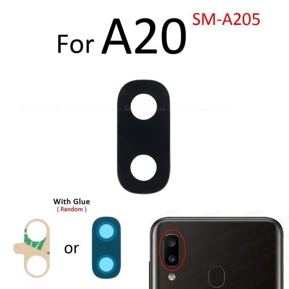 Tkgz Samsung Galaxy A20 Arka Kamera Camı Lens Yapışkanlı