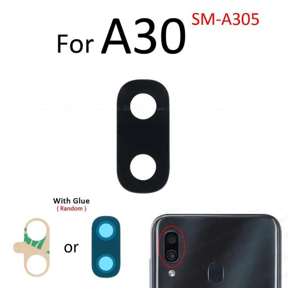Tkgz Samsung Galaxy A30 Arka Kamera Camı Lens Yapışkanlı
