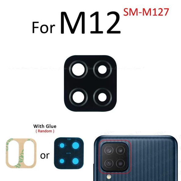 Tkgz Samsung Galaxy M12 Arka Kamera Camı Lens Yapışkanlı
