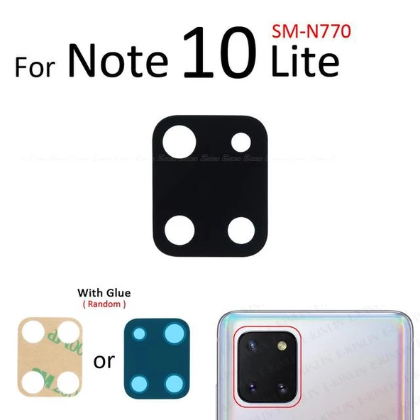Tkgz Samsung Galaxy NOTE 10 LİTE Arka Kamera Camı Lens Yapışkanlı