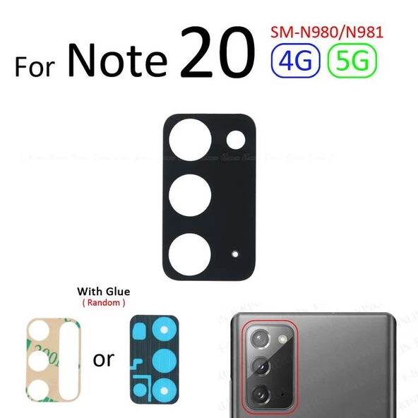 Tkgz Samsung Galaxy NOTE 20 Arka Kamera Camı Lens Yapışkanlı