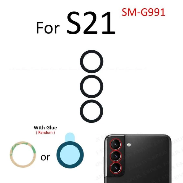 Tkgz Samsung Galaxy S21 Arka Kamera Camı Lens Yapışkanlı