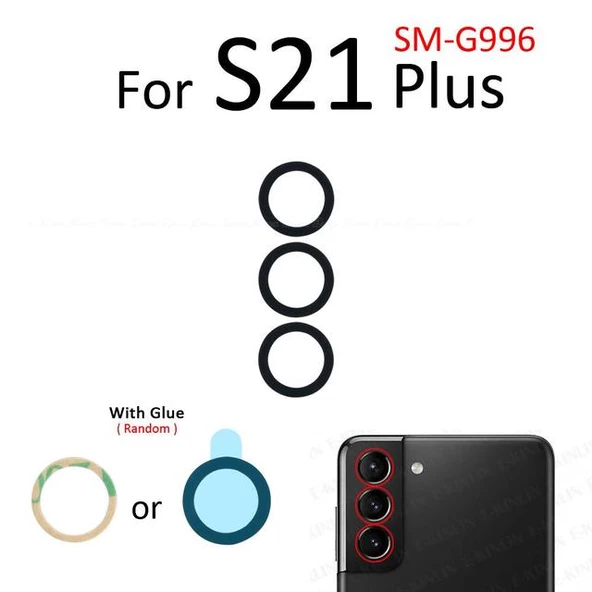 Tkgz Samsung Galaxy S21 PLUS Arka Kamera Camı Lens Yapışkanlı