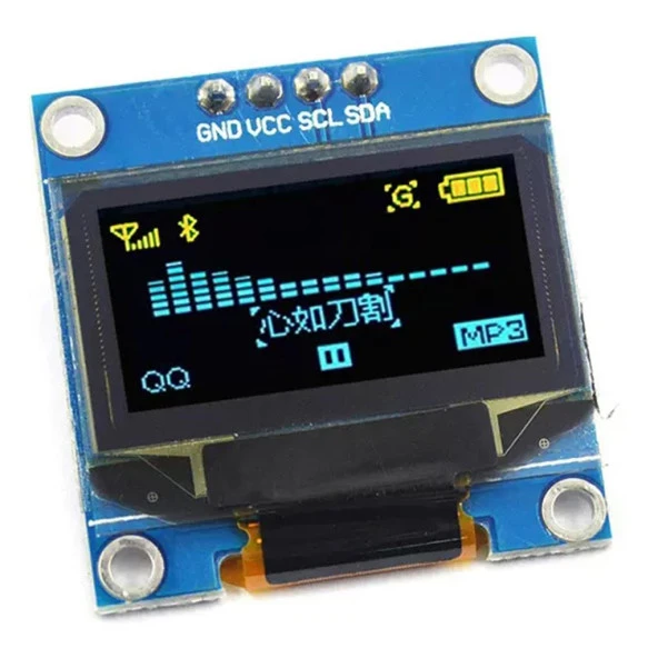 128x64 0.96 İnch I2C Oled Grafik Lcd Ekran 4 Pin(Mavi-Sarı) - Resim 5