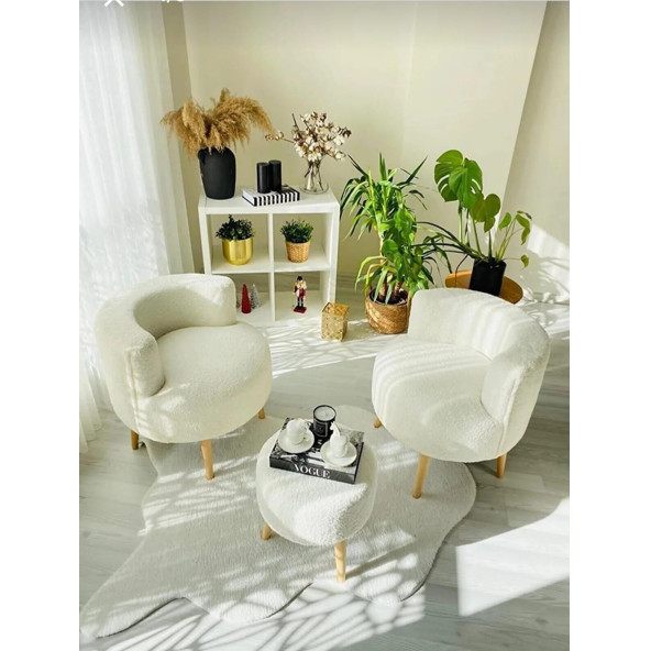 Çay Seti İkili Koltuk Berjer Ve Puf Takımı (salon, Balkon, Ofis) 3 Lü Takım - 2