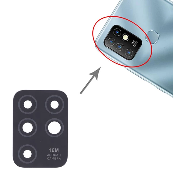 Tkgz Infinix HOTE 10 Arka Kamera Camı Lens Yapışkanlı