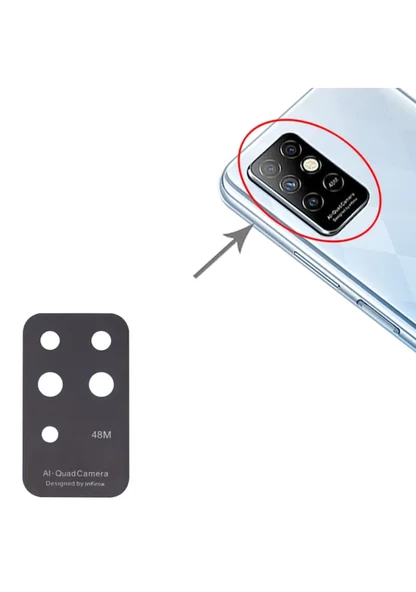 Tkgz Infinix HOTE 8İ Arka Kamera Camı Lens Yapışkanlı ürün görseli 1