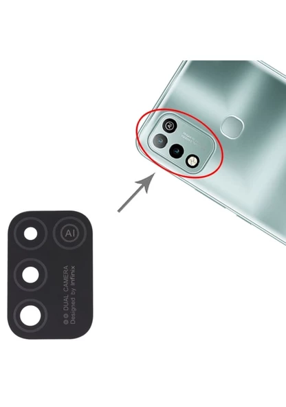 Tkgz Infinix HOTE 10 PLAY Arka Kamera Camı Lens Yapışkanlı