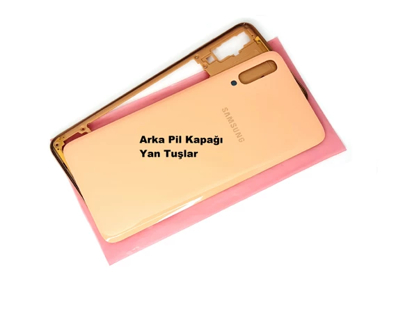 Tkgz Samsung Galaxy A70 A 705 ORJ kasa Arka Pil Kapağı GOLD - Resim 2