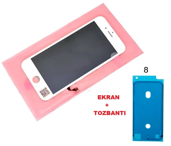 Tkgz İPhone 8 Lcd Ekran dokunmatik (LW Marka TOZ BANTI) BEYAZ ürün görseli 1