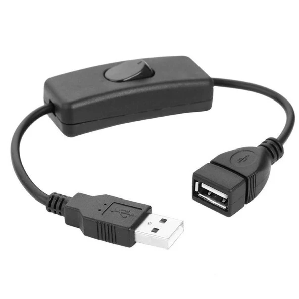 Anahtarlı USB Uzatma Kablosu Siyah(Dişi-Erkek) - 30cm