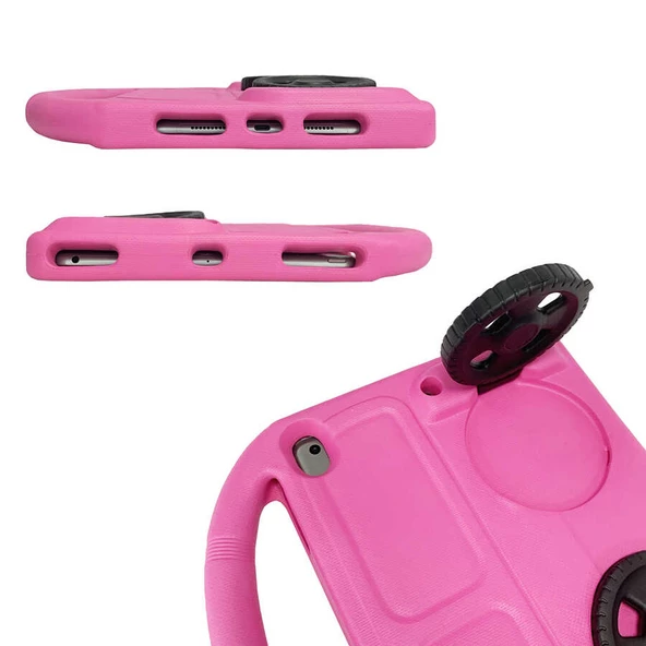 Apple iPad 10.2 (8.Nesil) Zore Wheel Car Tekerlek Standlı Tablet Eva Silikon Kılıf - 3
