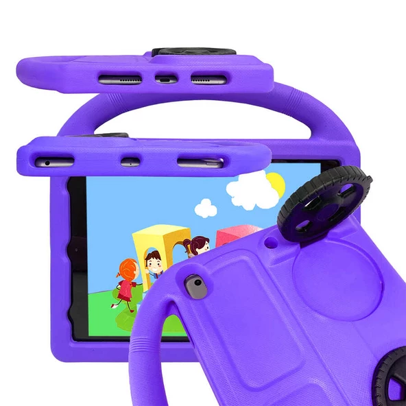 Apple iPad 10.2 (9.Nesil) Zore Wheel Car Tekerlek Standlı Tablet Eva Silikon Kılıf - 3