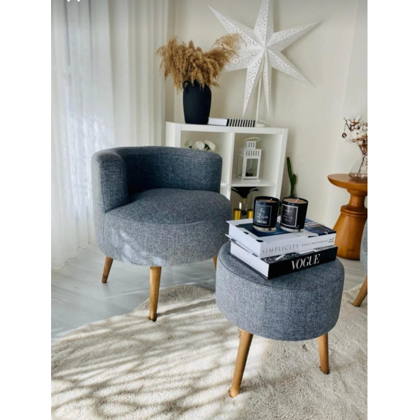 Çay Seti Tekli Koltuk Berjer Ve Puf Takımı (salon, Balkon, Ofis) 2 Li Takım