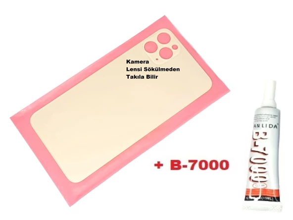 Tkgz İPhone 11 PRO MAX Arka Pil Batarya Kapağı (CAM+B-7000) GOLD