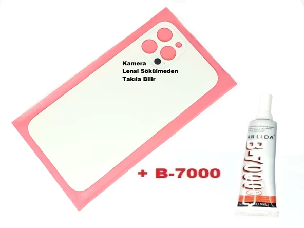 Tkgz İPhone 12 PRO MAX Arka Pil Batarya Kapağı (CAM+B-7000) BEYAZ ürün görseli 1