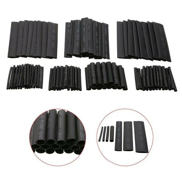 127 Parça Isıyla Daralan Makaron Seti - Siyah - Resim 2