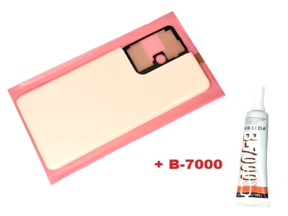 Tkgz Samsung Galaxy S21 UTRA Arka Pil Batarya Kapağı (CAM+B-7000) PEMBE