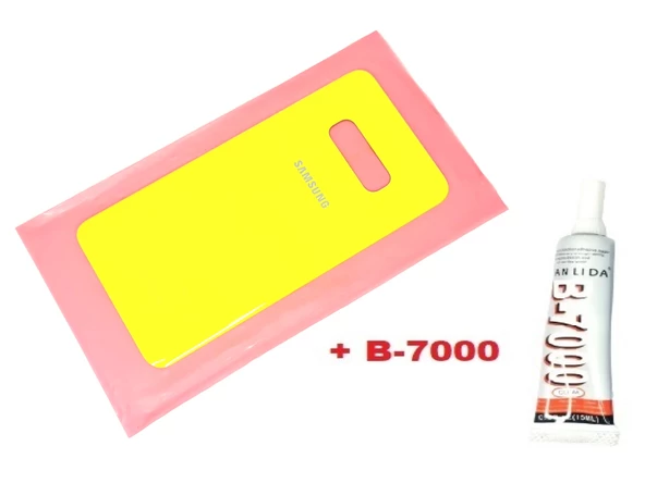 Tkgz Samsung Galaxy S10 E Arka Pil Batarya Kapağı (CAM+B-7000) SARI ürün görseli 1