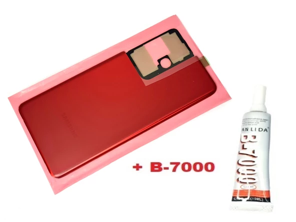 Tkgz Samsung Galaxy S21 UTRA Arka Pil Batarya Kapağı (CAM+B-7000) KIRMIZI ürün görseli 1