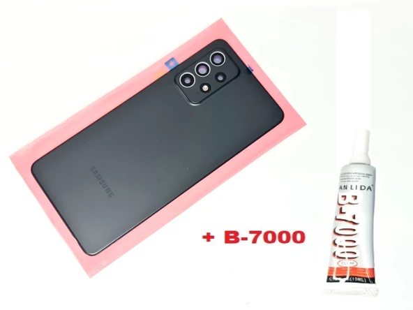 Tkgz Samsung Galaxy A52 A525 Arka Pil Batarya Kapağı (FULL Kamera Lensli+B-7000) SİYAH