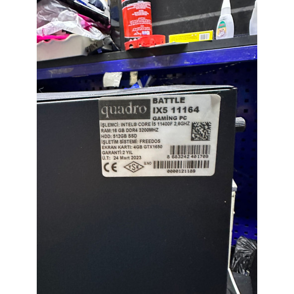 Quadro IX5 Intel I5 11400F 2.6Ghz 16GB RAM 512 SSD 4GB GTX1650  Ekran Kartı WIN10 Gaming Pc - 3