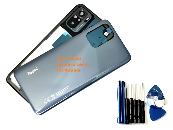 Tkgz Xiaomi Redmi NOTE 10 (4G) FULL ORJ KASA Arka Pil Batarya Kapağı (TAMİR SETİ) SİYAH ürün görseli 1