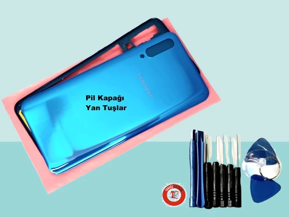 Tkgz Samsung Galaxy A50 A505) FULL ORJ KASA Arka Pil Batarya Kapağı (TAMİR SETİ) MAVİ