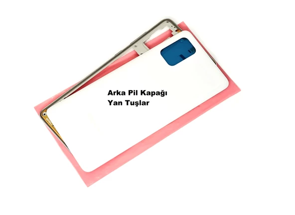Tkgz Samsung Galaxy  A71 (A715) FULL ORJ KASA Arka Pil Batarya Kapağı (TAMİR SETİ) BEYAZ - Resim 2