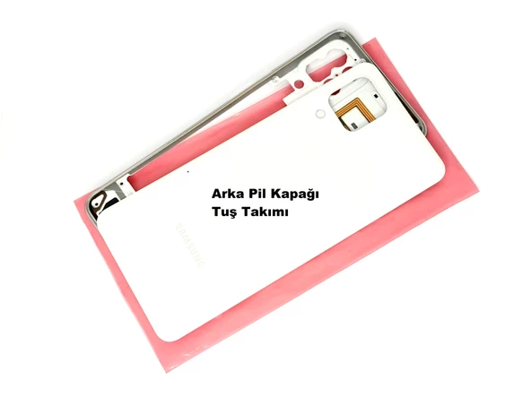 Tkgz Samsung Galaxy M32 FULL ORJ KASA Arka Pil Batarya Kapağı (TAMİR SETİ) BEYAZ - Resim 2