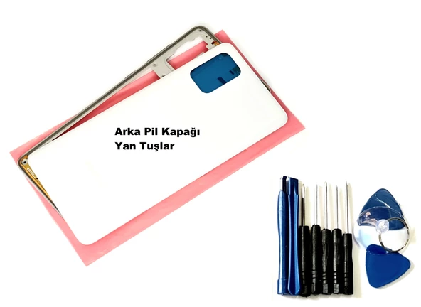 Tkgz Samsung Galaxy  A71 (A715) FULL ORJ KASA Arka Pil Batarya Kapağı (TAMİR SETİ) BEYAZ ürün görseli 1
