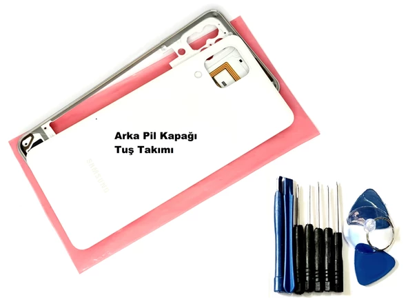 Tkgz Samsung Galaxy M32 FULL ORJ KASA Arka Pil Batarya Kapağı (TAMİR SETİ) BEYAZ ürün görseli 1