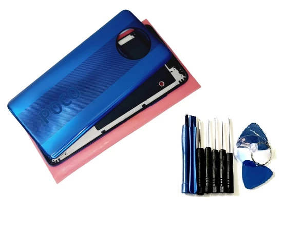 Tkgz Xiaomi POCO X3 / Poco X3 Nfc FULL ORJ KASA Arka Pil Kapağı (TAMİR SETİ) MAVİ ürün görseli