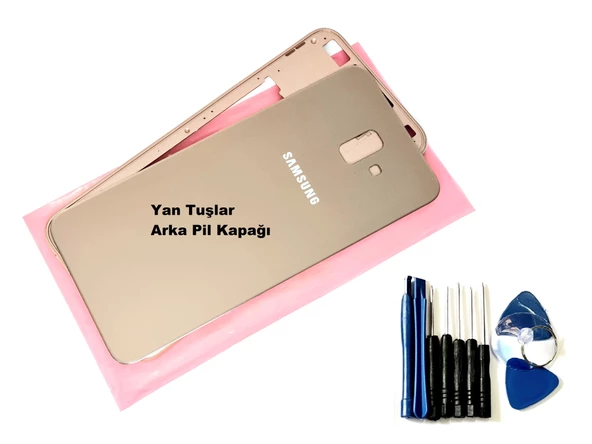 Tkgz Samsung Galaxy J4 Plus FULL ORJ KASA Arka Pil Batarya Kapağı (TAMİR SETİ) GOLD