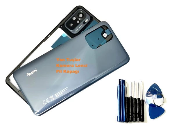 Tkgz Xiaomi Redmi NOTE 10 (4G) KASA Arka Pil Batarya Kapağı (TAMİR SETİ) SİYAH ürün görseli 1