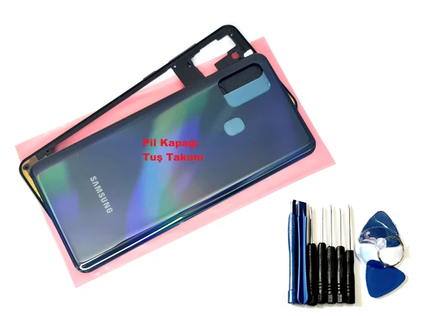 Tkgz Samsung Galaxy A21S KASA Arka Pil Batarya Kapağı (TAMİR SETİ) SİYAH
