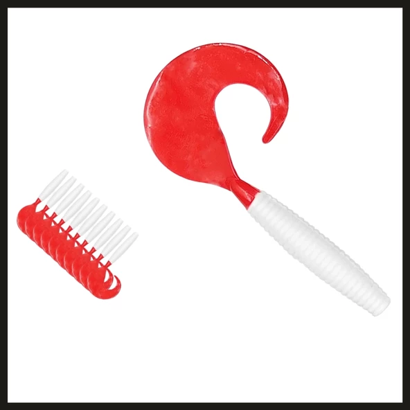 Uyguna-Yakala 10'lu Yumy 9.5 cm Kırmızı-Beyaz Silikon Kurt-YEM.675 ürün görseli