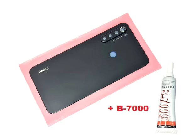 Tkgz Xiaomi Redmi NOTE 8 Arka Kapak Batarya Kapağı (LENSLİ CAM) (B-7000) SİYAH