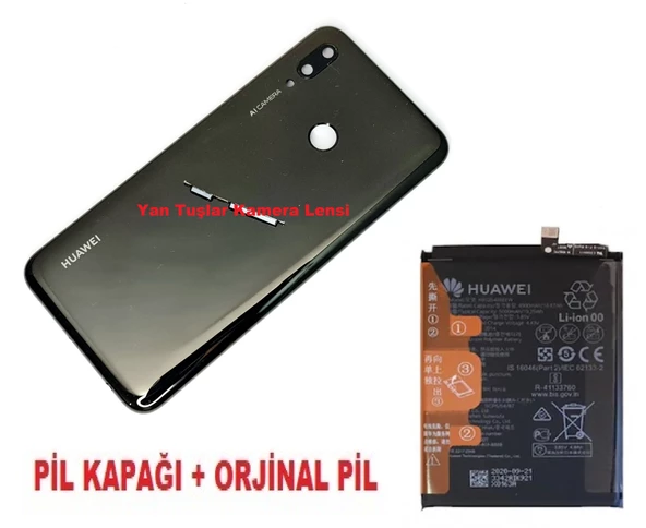 Tkgz Huawei Uyumlu P Smart 2019 Kasa Arka Pil Kapağı + PİL SİYAH