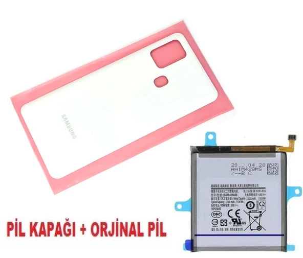 Tkgz Samsung Galaxy A21S A217 Arka Pil Batarya Kapağı + PİL BEYAZ