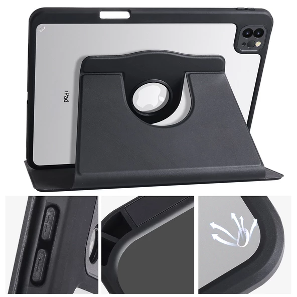 Apple iPad Pro 11 2020 (2.Nesil) Kılıf Zore Termik Kalem Bölmeli Dönebilen Standlı Kılıf - 5