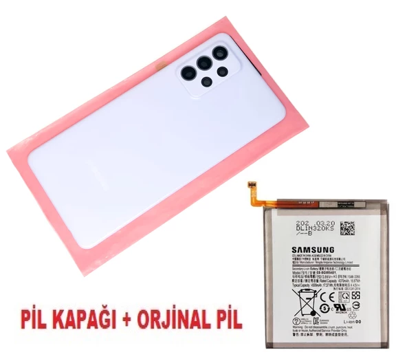 Tkgz Samsung Galaxy A52 A525 Arka Pil Batarya Kapağı + PİL (Kamera Lensli) MAVİ