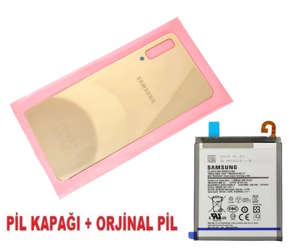 Tkgz Samsung Galaxy A7 A750 Arka Pil Batarya Kapağı + PİL (CAM) GOLD